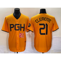 Boles  Pittsburgh Pirates #21 Roberto Clemente Number Gold  2023 City Connect Stitched Jersey 3