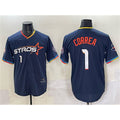 Boles Houston Astros #1 Carlos Correa Navy  2025 City Connect With Texas Patch Limited Stitched Jersey