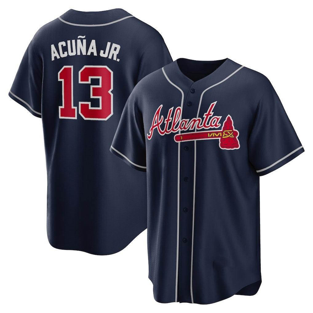 Boles Atlanta Braves #13 Ronald Acuna Jr. Navy  Alternate Replica Player Name Jersey