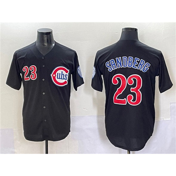 Boles  Chicago Cubs #23 Ryne Sandberg Black  Limited Stitched Jersey