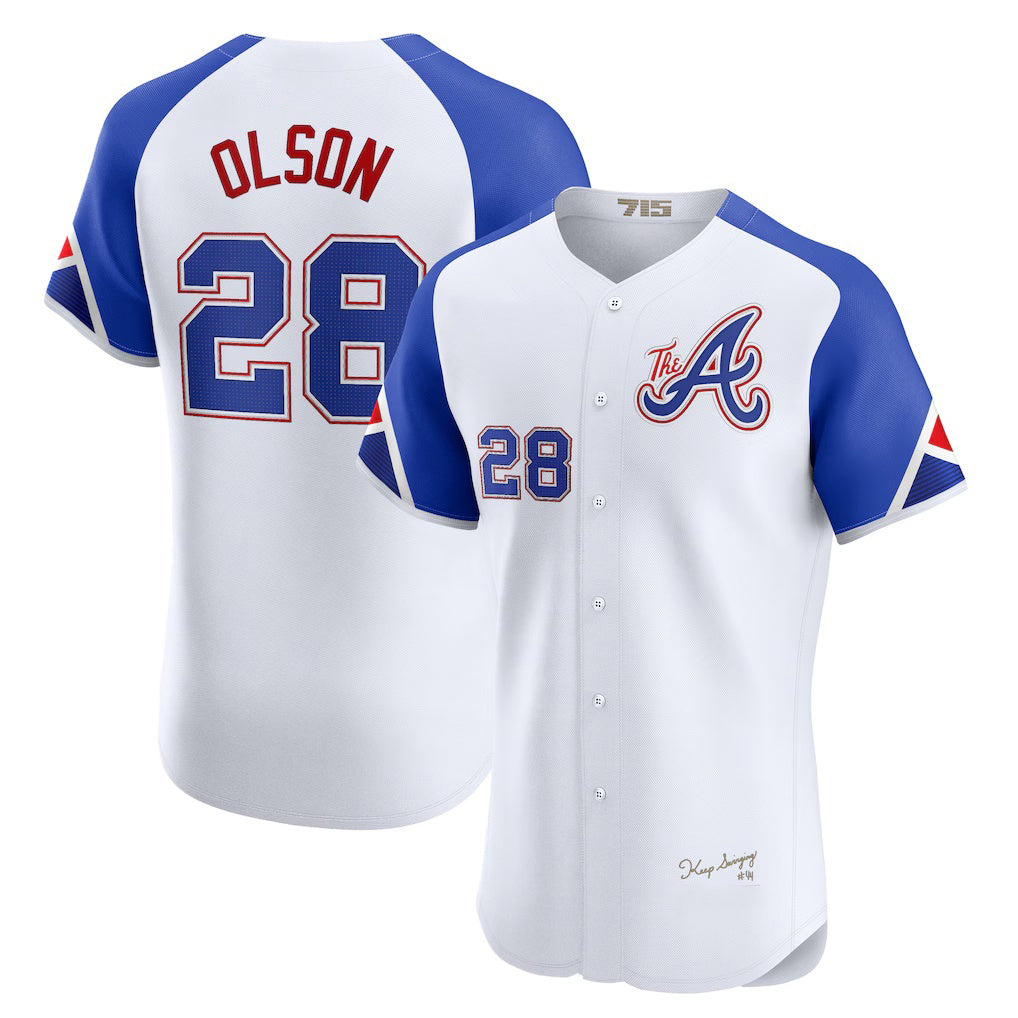 Boles Atlanta Braves #28 Matt Olson White  City Connect Elite Jersey