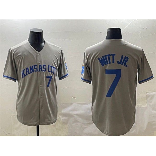 Boles  Kansas City Royals #7 Bobby Witt Jr. Gray  2024 Away Limited Stitched Jersey