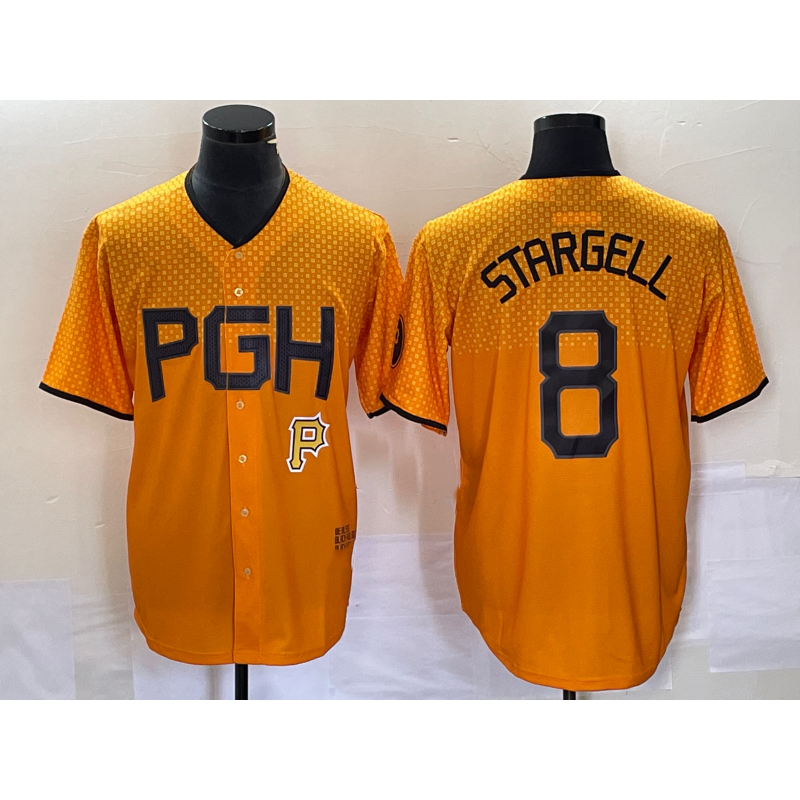 Boles  Pittsburgh Pirates #8 Willie Stargell Gold  2023 City Connect Stitched Jersey 2