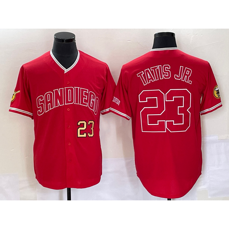 Boles  San Diego Padres #23 Fernando Tatis Jr Number Red  NEW 2023 Cool Base Stitched Jersey