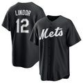Boles  New York Mets #12 Francisco Lindor Black  Lights Out Limited Stitched Jersey