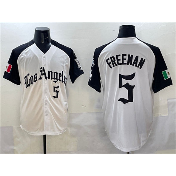 Boles Los Angeles Dodgers #5 Freddie Freeman White Black  Mexico 2025 LA Gothic Style With Fernando Patch Vapor Premier Limited Stitched Jersey