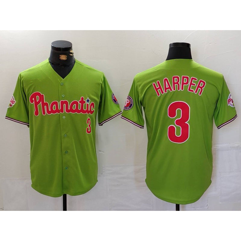 Boles  Philadelphia Phillies #3 Bryce Harper Green  Stitched Cool Base Jersey