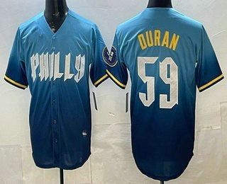Boles  Philadelphia Phillies #59 Jhoan Duran Blue  2024 City Cool Base Jersey
