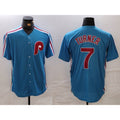 Boles  Philadelphia Phillies #7 Trea Turner Blue  Cooperstown Throwback Cool Base Jersey