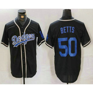Boles Los Angeles Dodgers #50 Mookie Betts Black  Cool Base With Patch Stitched Jersey