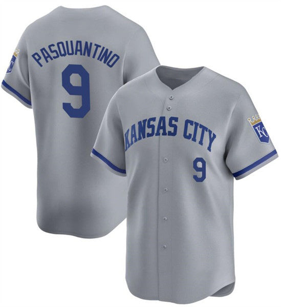 Boles  Kansas City Royals #9 Vinnie Pasquantino Gray  2024 Away Limited Stitched Jersey