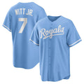 Boles  Kansas City Royals #7 Bobby Witt Jr. Light Blue  Alternate Replica Jersey
