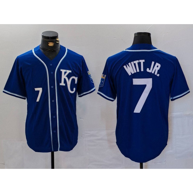 Boles  Kansas City Royals #7 Bobby Witt Jr Number Royal  Cool Base Stitched Jersey