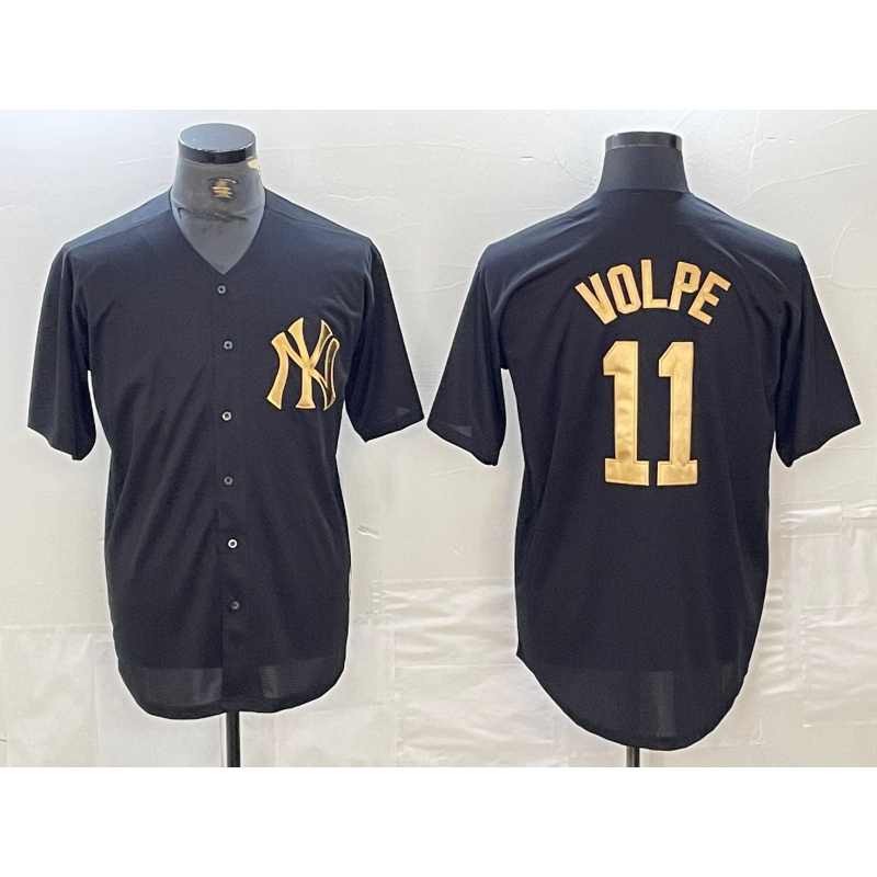 Boles  New York Yankees #11 Anthony Volpe Black Gold  Cool Base Stitched Jersey