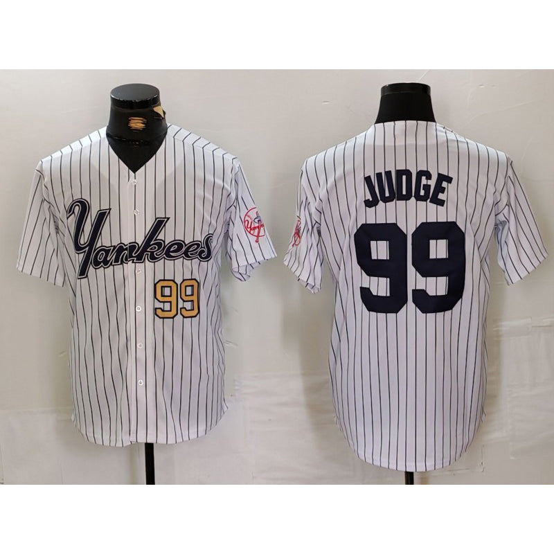 Boles  New York Yankees #99 Aaron Judge White  Pinstripe Fashion Cool Base Jerseys 2