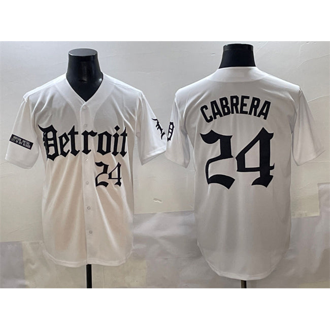 Boles Detroit Tigers #24 Miguel Cabrera White  'Motor Gothic Edition' Vapor Premier Limited Stitched Jersey