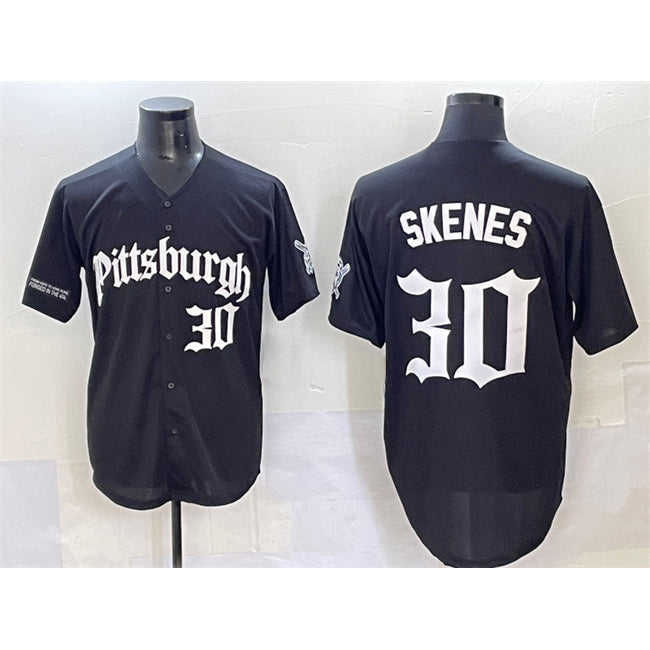 Boles  Pittsburgh Pirates #30 Paul Skenes Black  'Gothic Steel City Edition' Vapor Limited Stitched Jersey