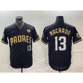 Boles  San Diego Padres #13 Manny Machado Black Gold  With Patch Cool Base Stitched Jersey