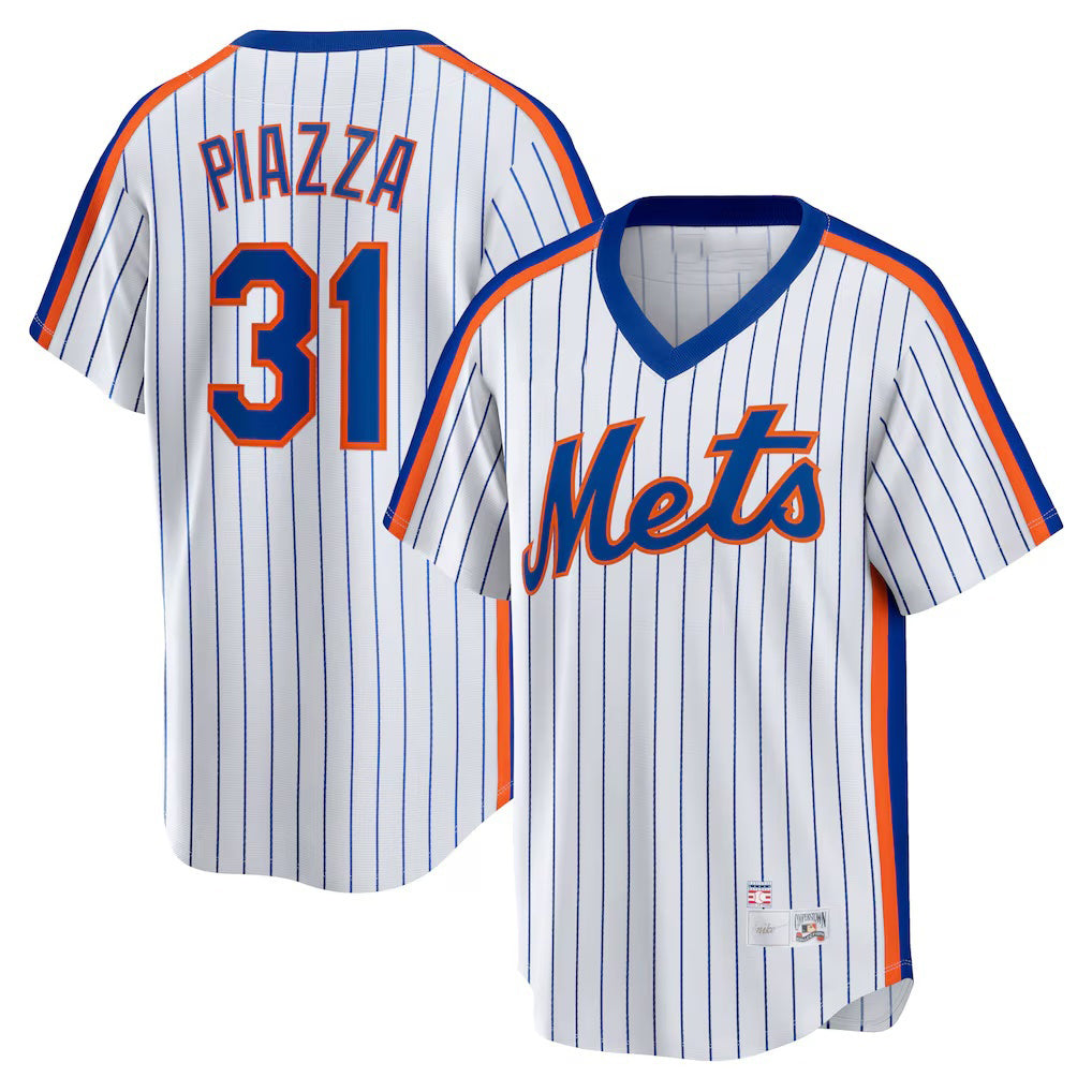 Boles  New York Mets #31 Mike Piazza White  Home Cooperstown Collection Player Jersey