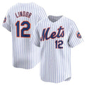 Boles  New York Mets #12 Francisco Lindor White  2024 Home Limited Stitched Jersey