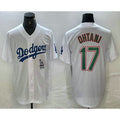 Boles Los Angeles Dodgers #17 Shohei Ohtani White Green  Stitched Cool Base Jersey 2