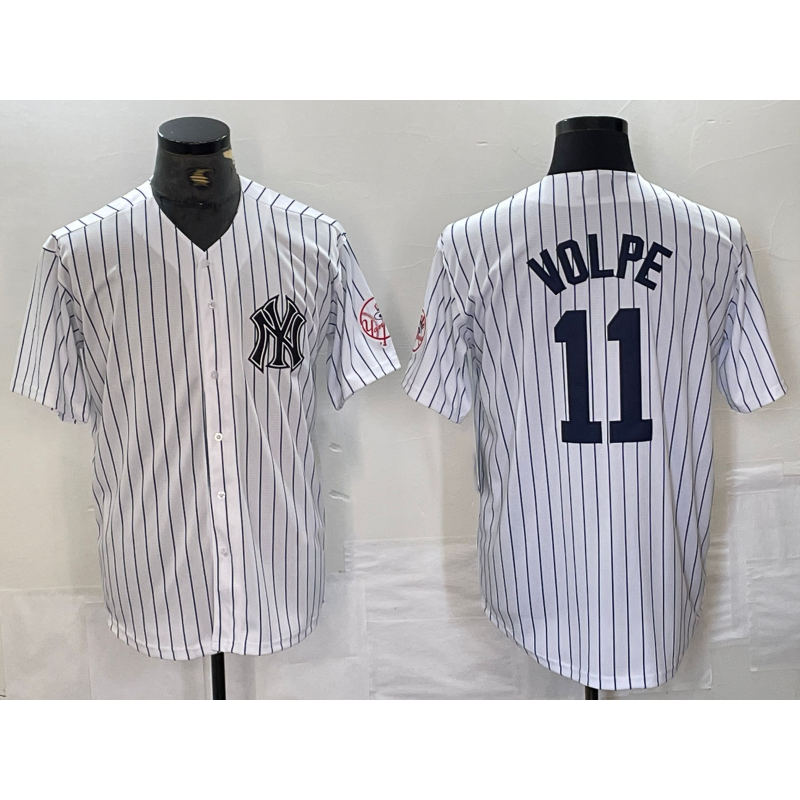 Boles  New York Yankees #11 Anthony Volpe Name White  With Patch 2024 Cool Base Stitched Jersey