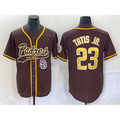 Boles  San Diego Padres #23 Fernando Tatis Jr Brown  NEW 2023 Cool Base Stitched Jersey 2