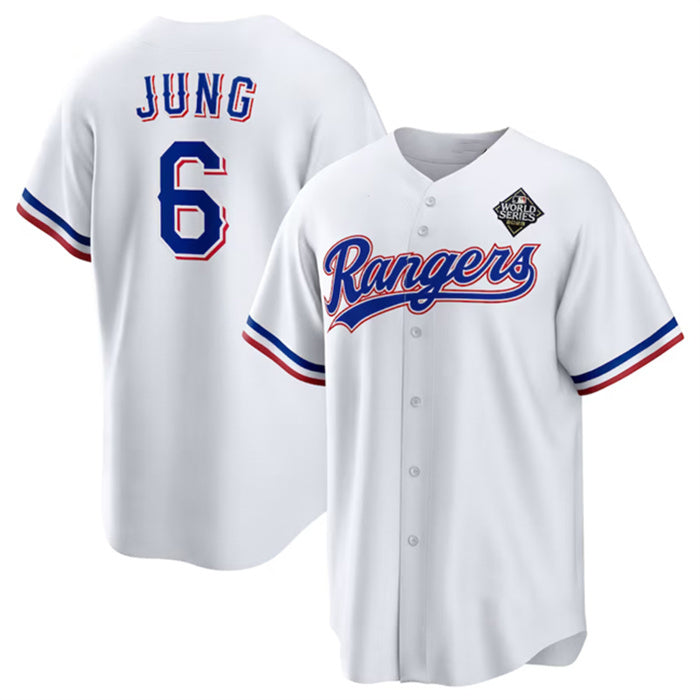 Boles Texas Rangers #6 Josh Jung 2023 White  World Series Stitched Jersey