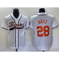 Boles Detroit Tigers #28 Javier B¨¢ez  White Cool Base Stitched Jersey