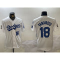 Boles Los Angeles Dodgers #18 Yoshinobu Yamamoto White  2024 World Series With Fernando Memorial Patch Home Limited Stitched Jersey 2