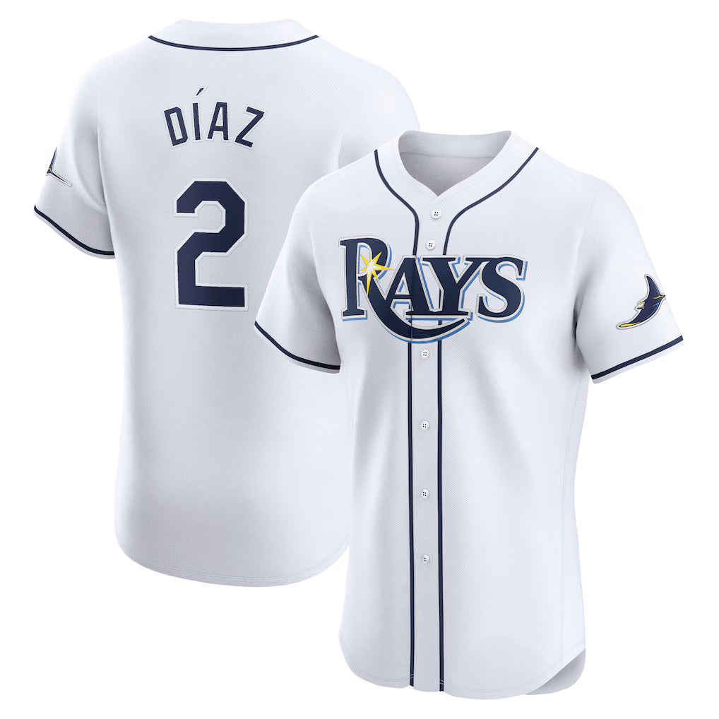 Boles Tampa Bay Rays #2 Yandy Diaz White  Home Elite Player Jersey