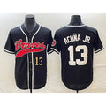 Boles Atlanta Braves #13 Ronald Acuna Jr Number Black  Cool Base Stitched Jersey