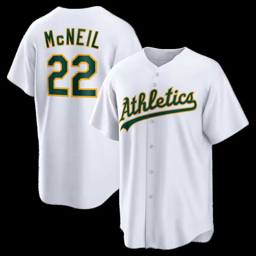 Boles  Oakland Athletics  #22 Jeff McNeil White  Home Replica Jersey