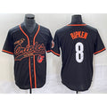Boles Baltimore Orioles #8 Cal Ripken Jr Black  With Patch Cool Base Stitched Jersey