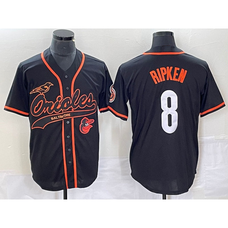 Boles Baltimore Orioles #8 Cal Ripken Jr Black  With Patch Cool Base Stitched Jersey