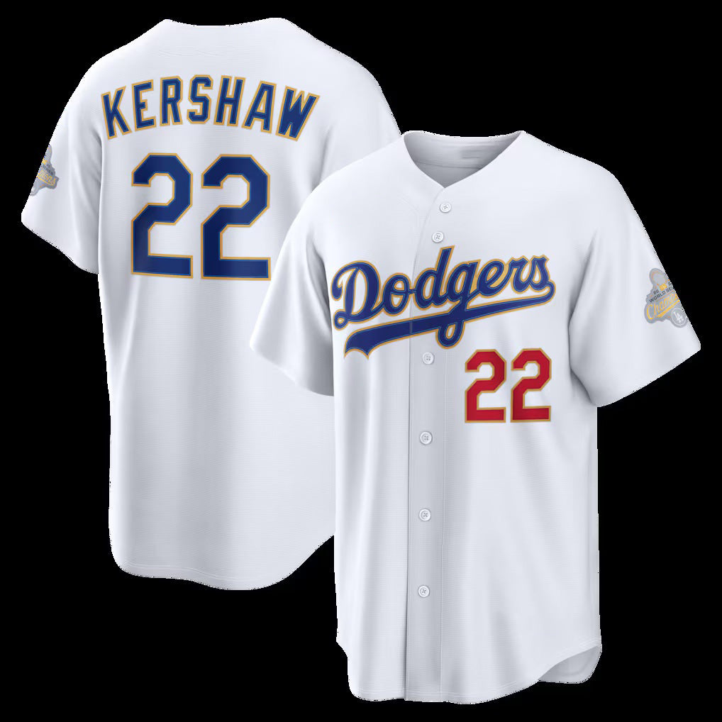 Boles Los Angeles Dodgers #22 Clayton Kershaw White  2026 Gold Collection Stadium Jersey