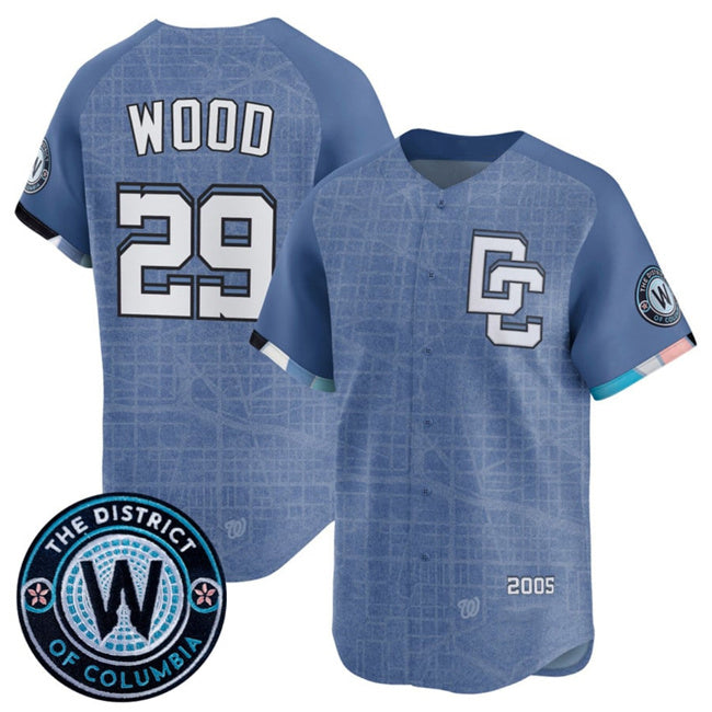 Boles  Washington Nationals #29 James Wood Blue  2025 City Connect Limited Stitched Jersey