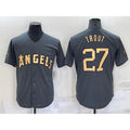 Boles Los Angeles Angels #27 Mike Trout Grey  2022 All Star Stitched Cool Base Jersey