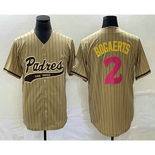 Boles  San Diego Padres #2 Xander Bogaerts Tan  Pinstripe 2023 City Connect Cool Base Stitched Jersey