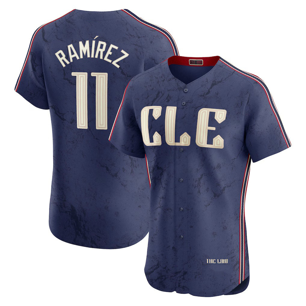 Boles  Cleveland Guardians #11 Jos¨¦ Ram¨ªrez Navy  City Connect Elite Jersey