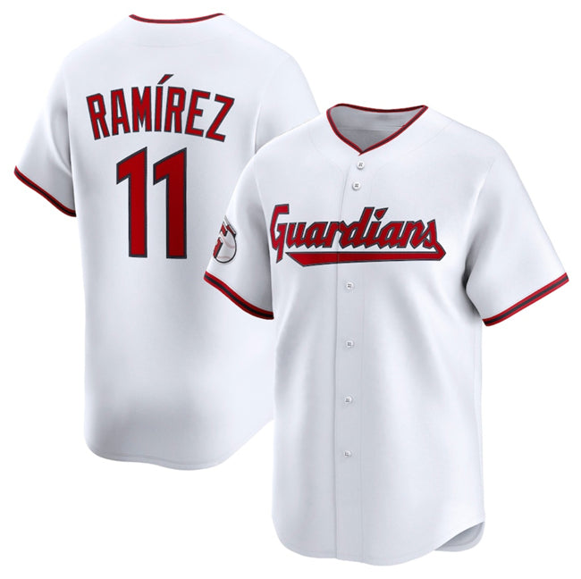 Boles  Cleveland Guardians #11 Jose Ramirez White  Home Limited Stitched Jersey