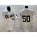 Boles Los Angeles Dodgers #50 Mookie Betts White Gold  Limited Stitched Jersey