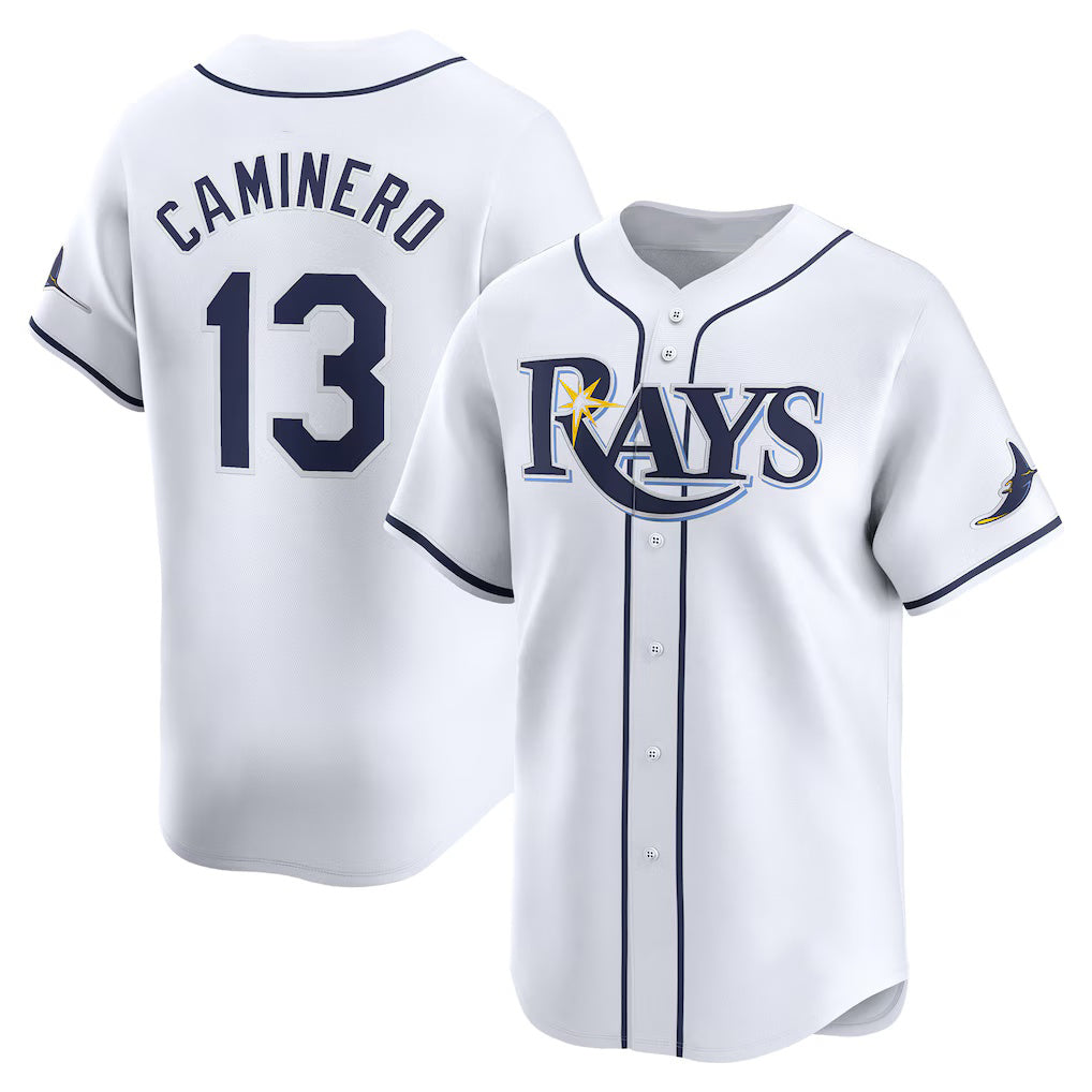 Boles Tampa Bay Rays #13 Junior Caminero White  Home Limited Player Jersey