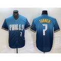 Boles  Philadelphia Phillies #7 Trea Turner Number Blue  2024 City Connect Limited Stitched Jersey 2