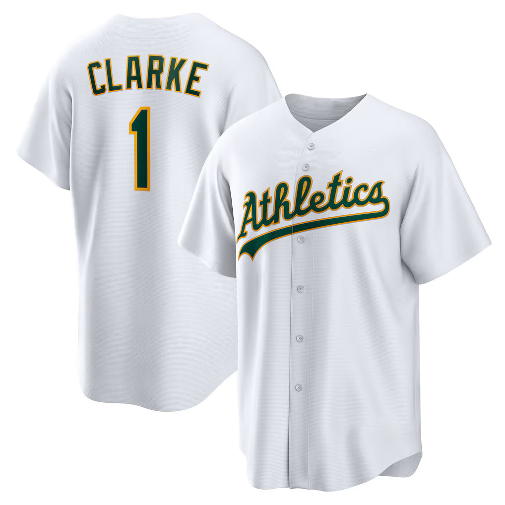 Boles  Oakland Athletics  #1 Denzel Clarke White  Home Replica Jersey