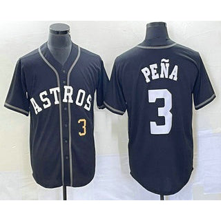 Boles Houston Astros #3 Jeremy Pena Number Black  Cool Base Stitched Jersey