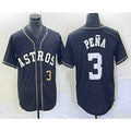 Boles Houston Astros #3 Jeremy Pena Number Black  Cool Base Stitched Jersey