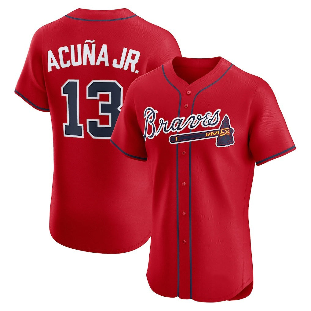 Boles Atlanta Braves #13 Ronald Acu?a Jr. Red  Alternate 2 Elite Jersey