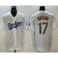 Boles Los Angeles Dodgers #17 Shohei Ohtani White Green  Stitched Cool Base Jerseys