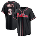 Boles  Philadelphia Phillies #3 Bryce Harper Fashion Black  Out Stitched Baseball Jersey